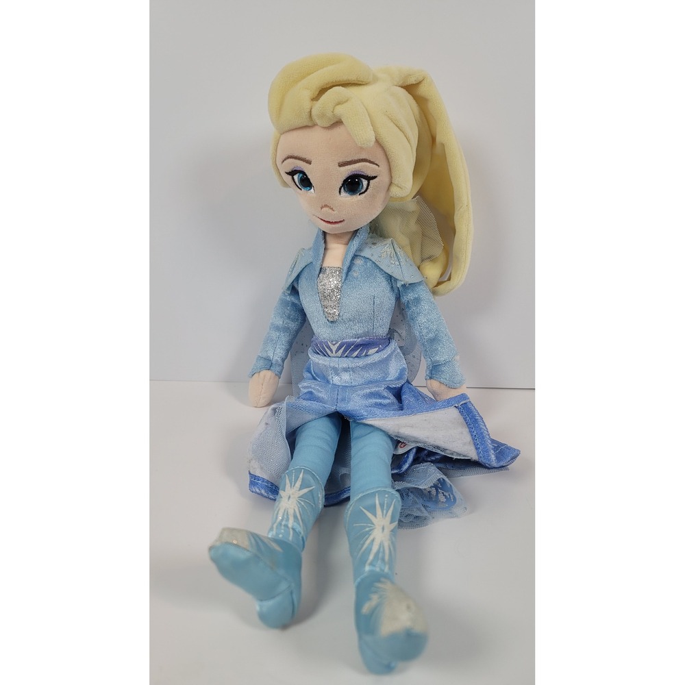 Disney Frozen Elsa Ty Sparkle Plush Doll Blue Travel Outfit 15.5 Inch